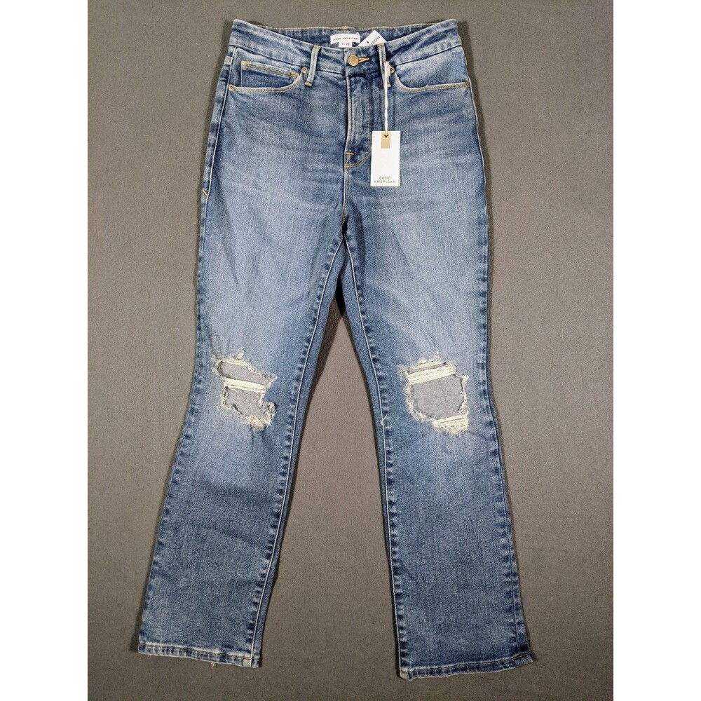 Good American Good Vintage Straight Leg Distressed Jeans Blue NWT Size 2/26